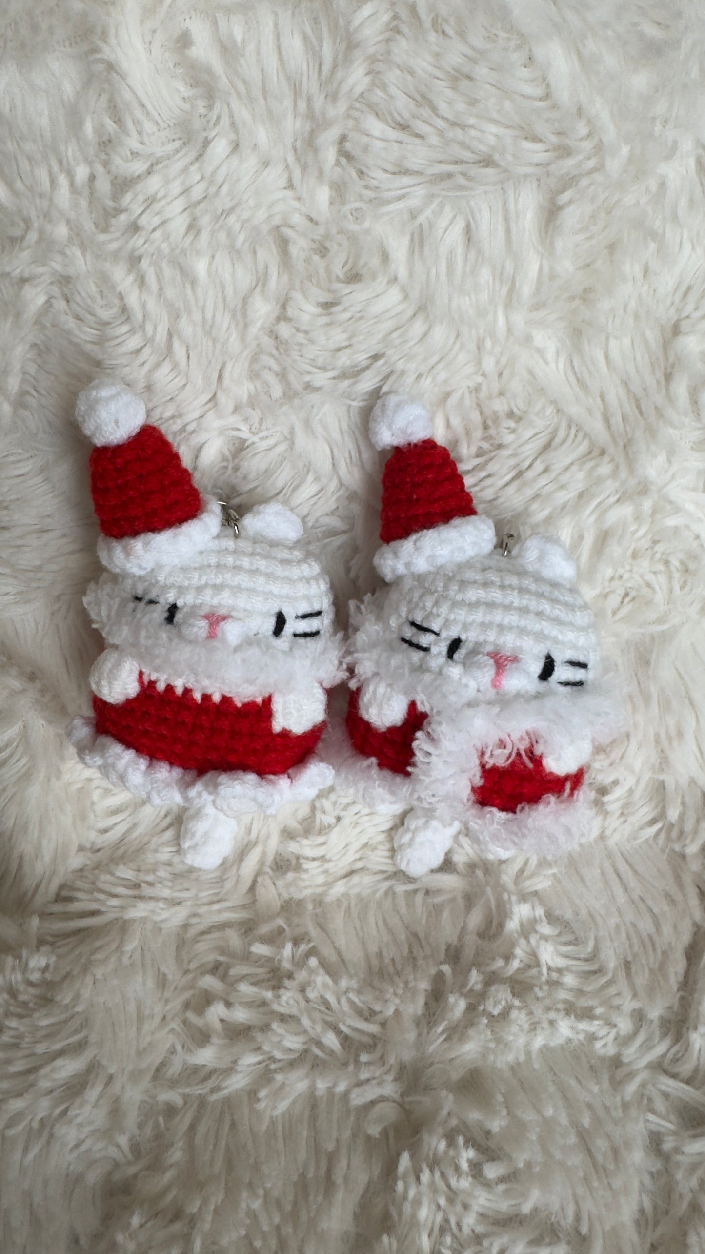 Handmade Crochet Santa Cat Keychain ๐ฑ๐