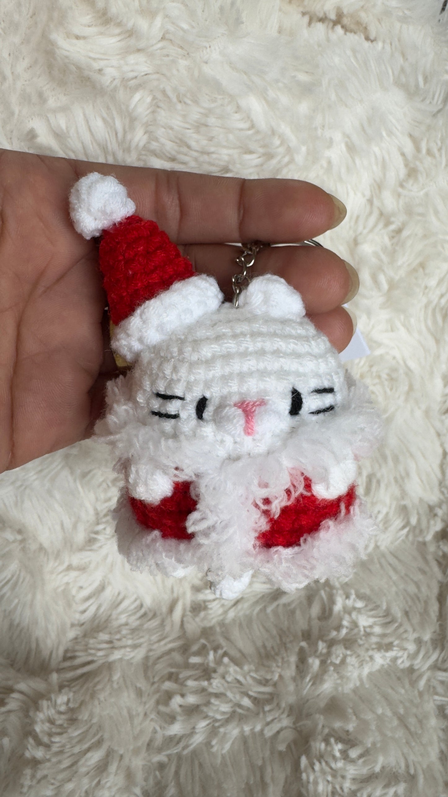 Handmade Crochet Santa Cat Keychain ๐ฑ๐