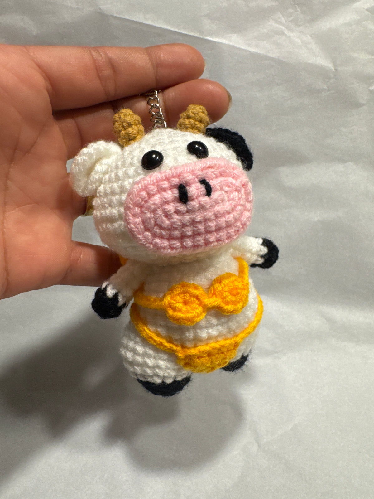 Funny Crochet Cow in Bikini Keychain