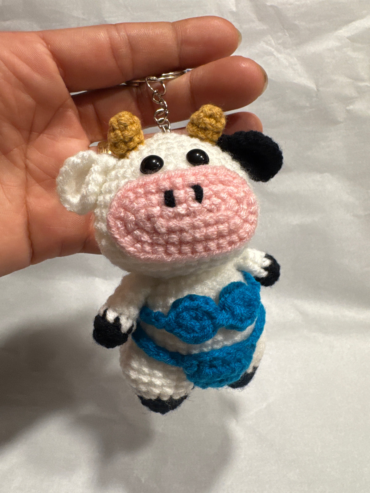 Funny Crochet Cow in Bikini Keychain