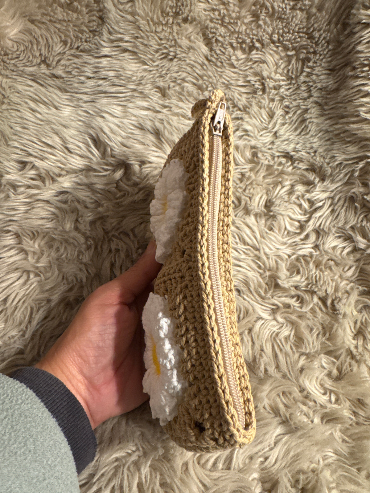 Handmade Crochet Daisy Pouch