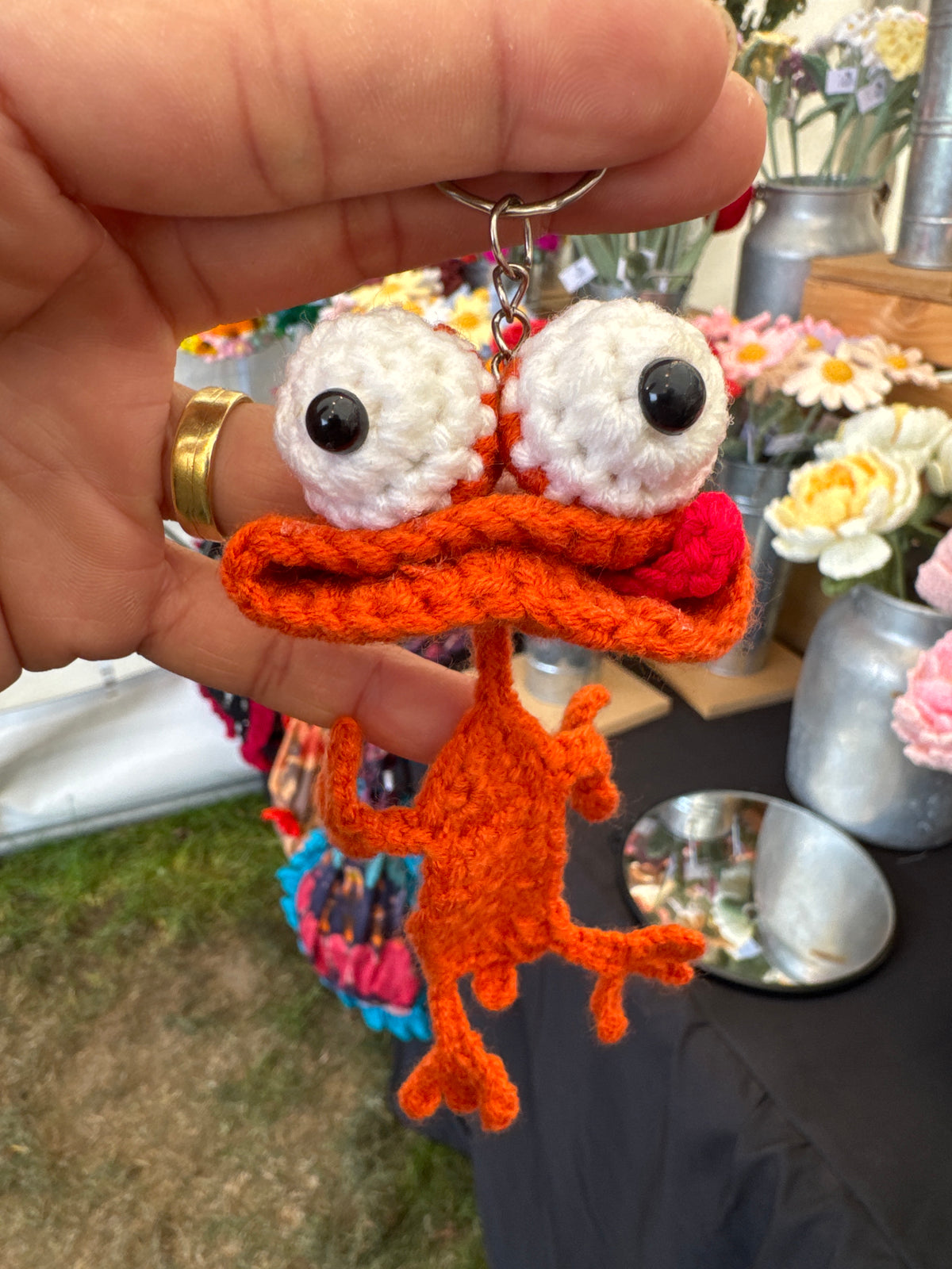 Funny Silly Frog Crochet Keychain