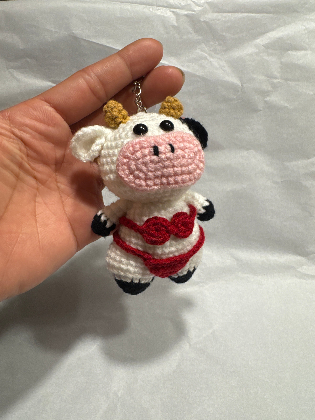Funny Crochet Cow in Bikini Keychain
