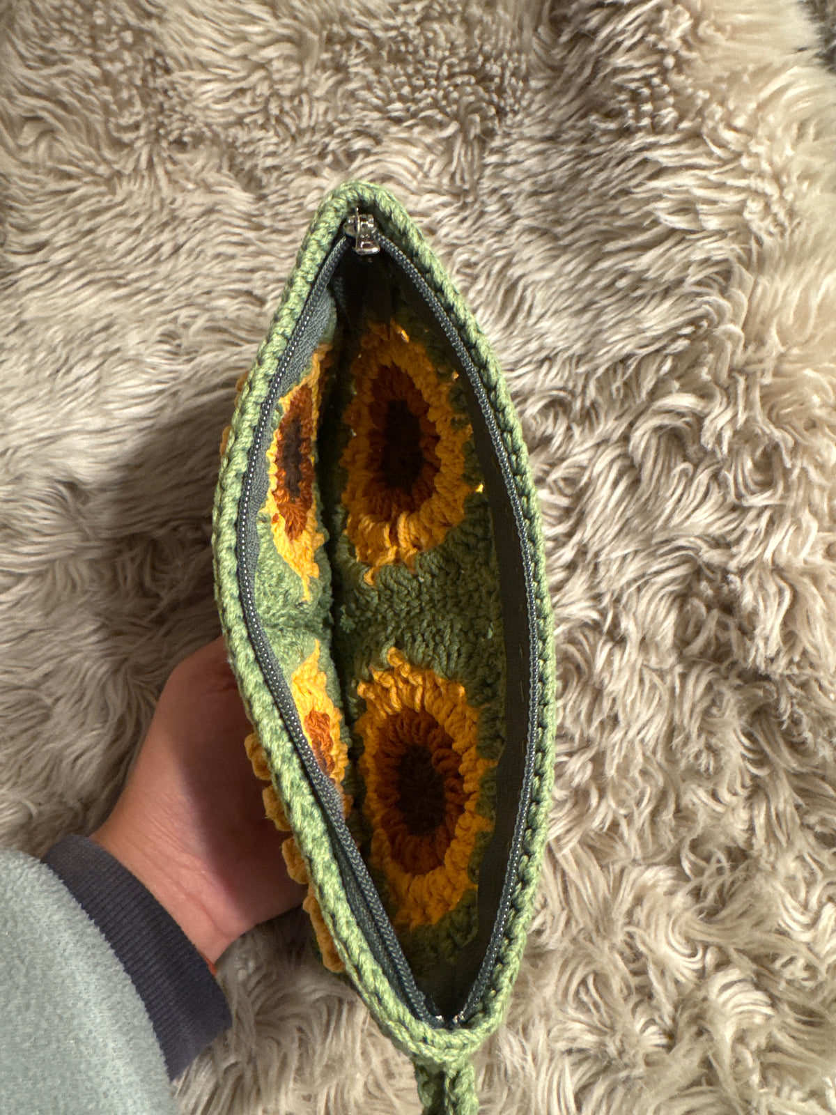 Handmade Crochet Sunflower Pouch