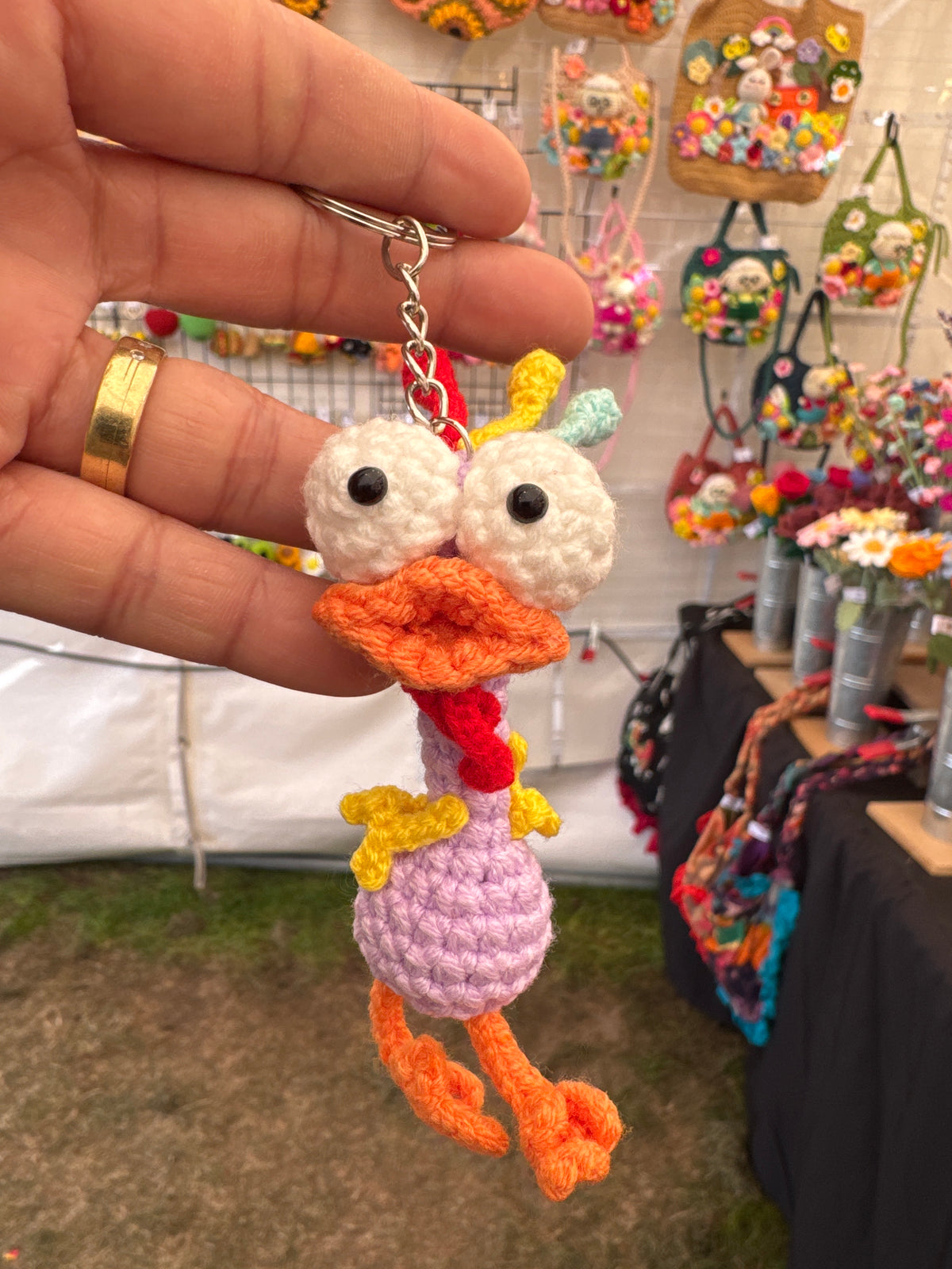 Funny Crochet Chicken Keychain