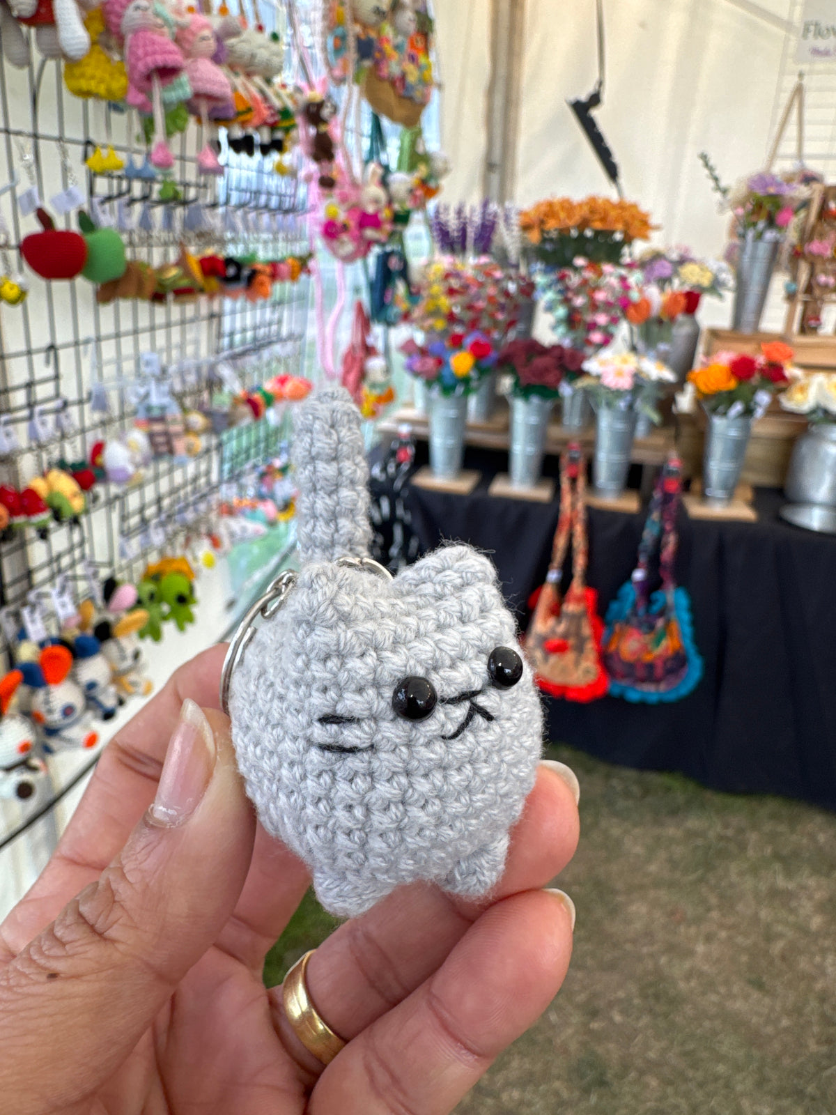 Cute Crochet Cat Keychain