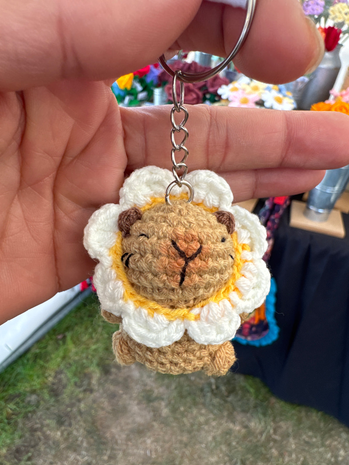 Cute Capybara with Crochet Hat Keychain