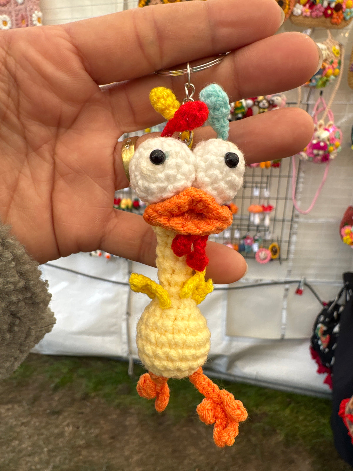 Funny Crochet Chicken Keychain