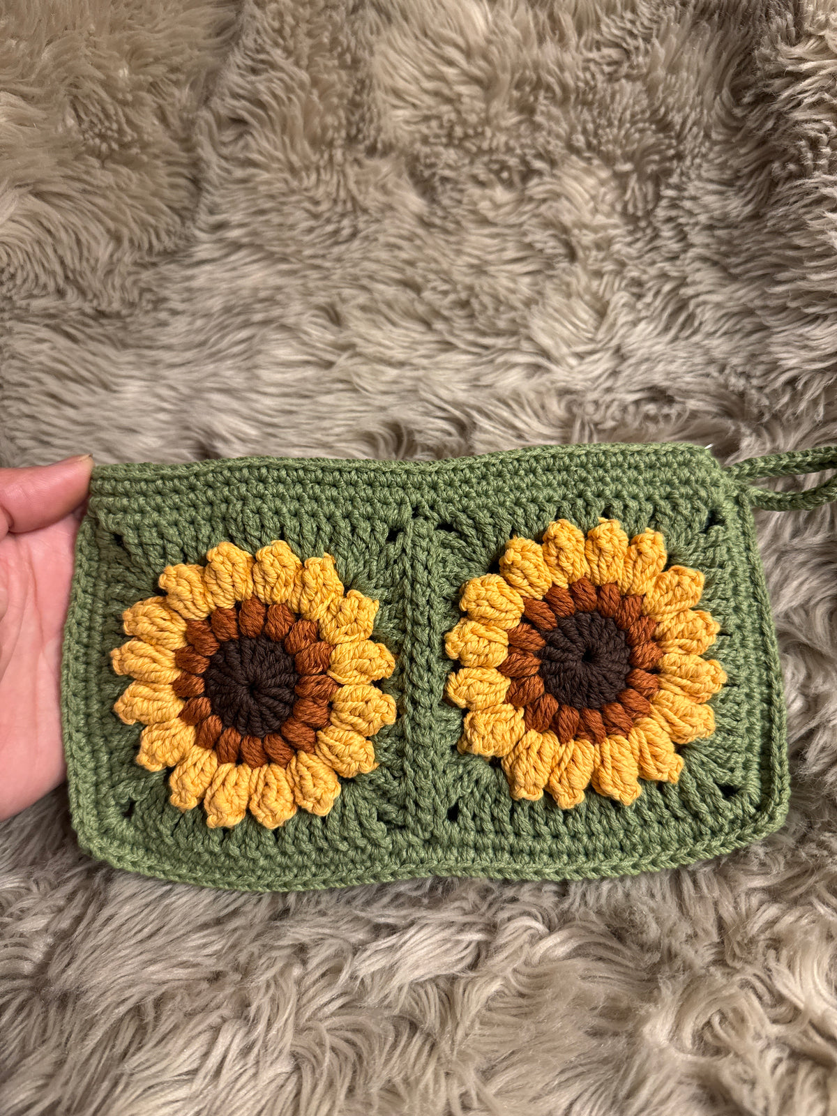 Handmade Crochet Sunflower Pouch