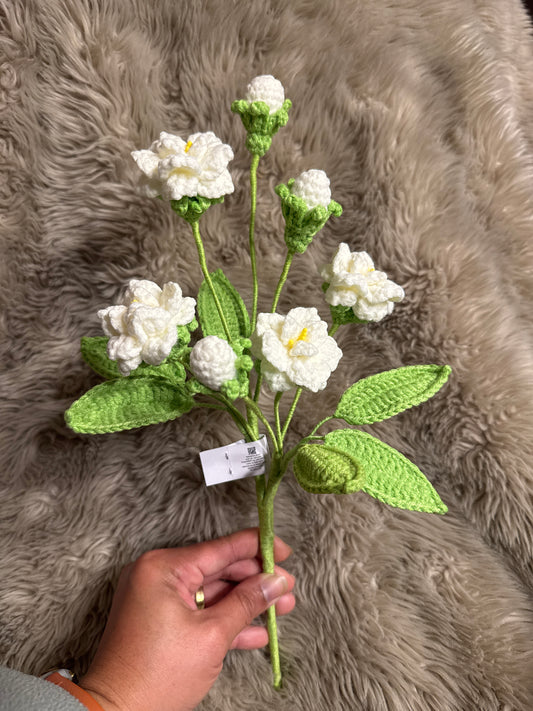 Handmade Crochet Gardenia Branch