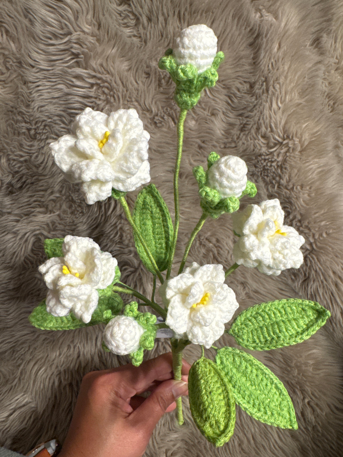 Handmade Crochet Gardenia Branch