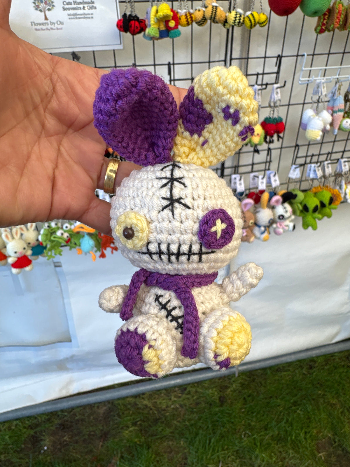 Cute Voodoo Bunny Crochet Keychain 🐰🖤