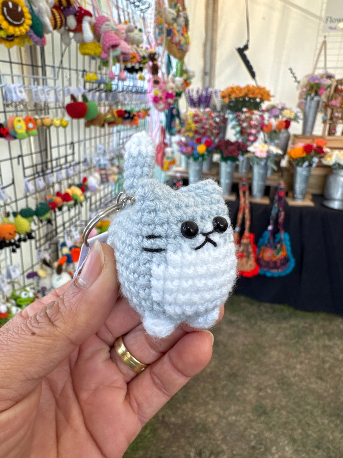 Cute Crochet Cat Keychain