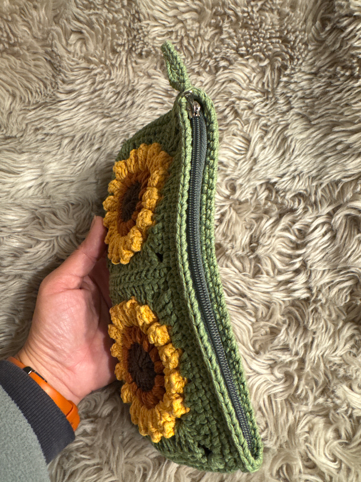 Handmade Crochet Sunflower Pouch