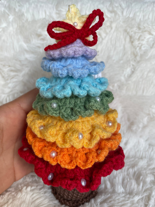 Handmade Crochet Christmas Tree – Rainbow Edition