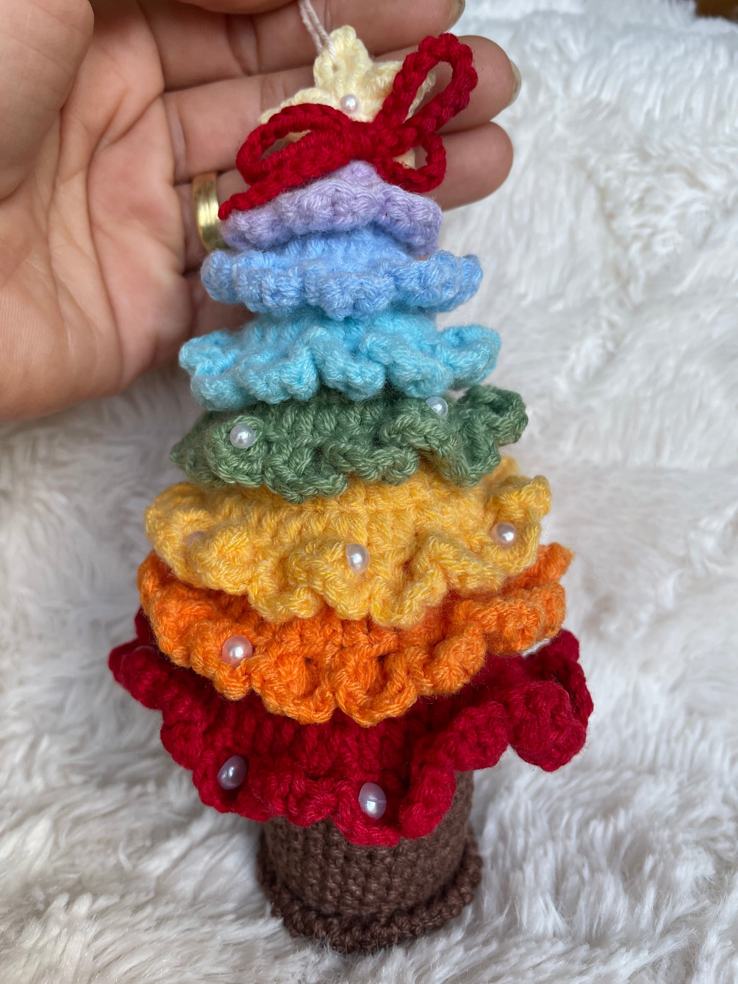 Handmade Crochet Christmas Tree – Rainbow Edition