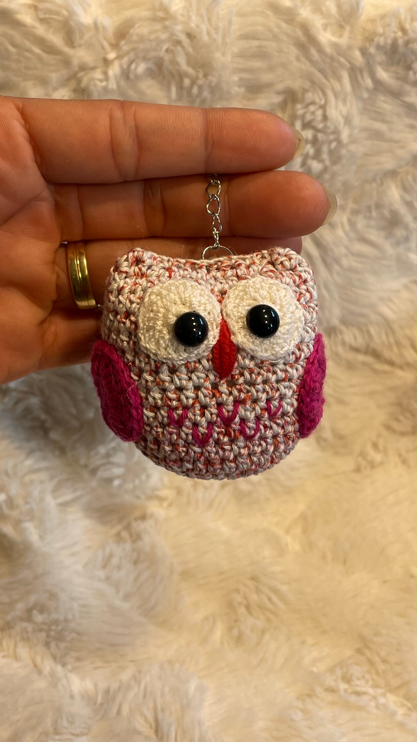 Handmade Crochet Owl Keychain