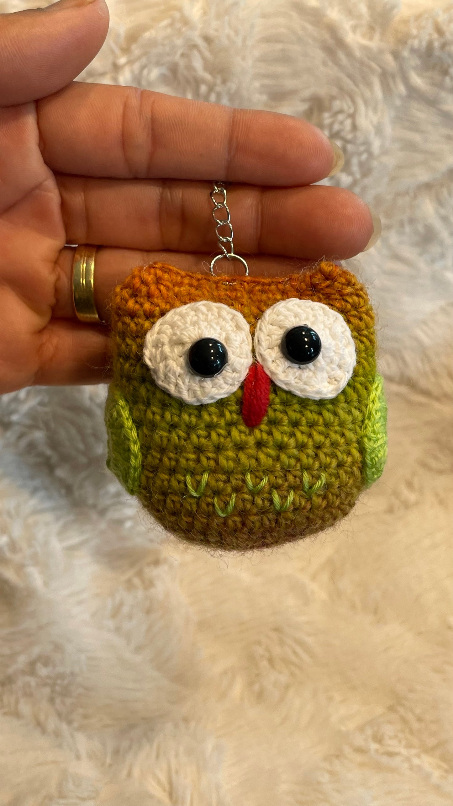 Handmade Crochet Owl Keychain