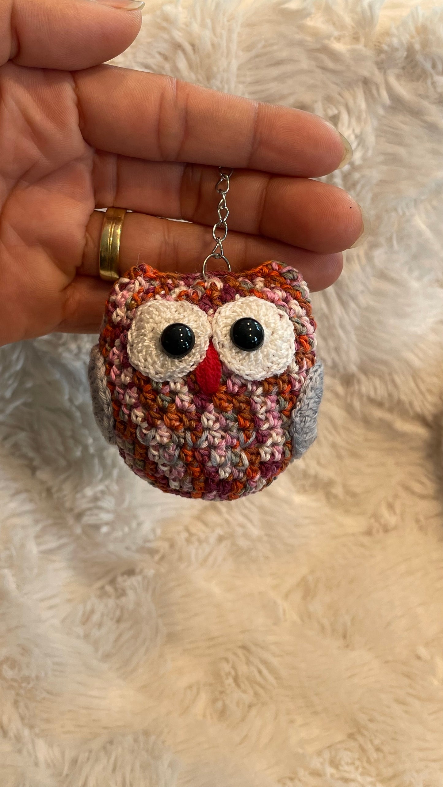 Handmade Crochet Owl Keychain