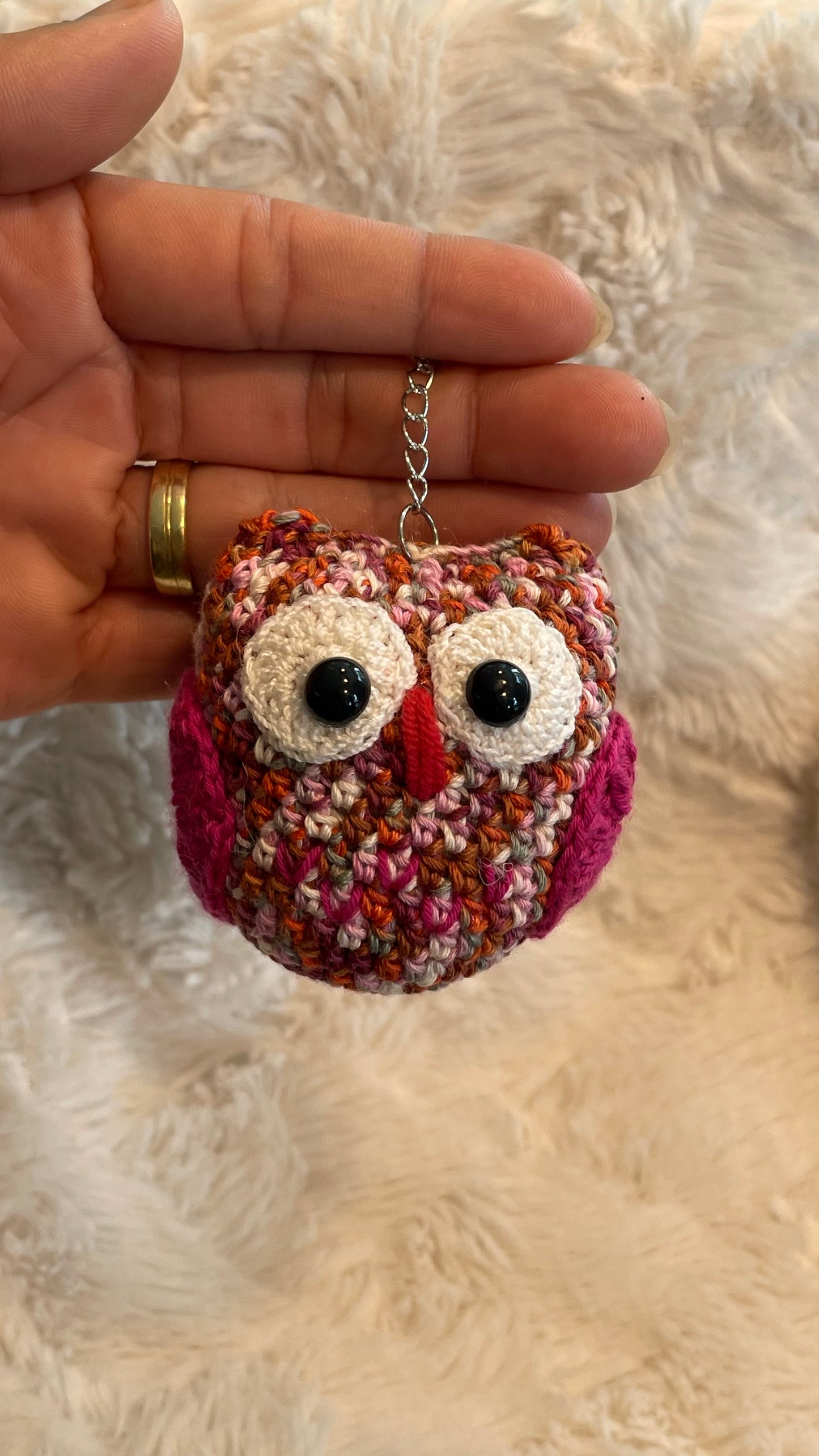 Handmade Crochet Owl Keychain