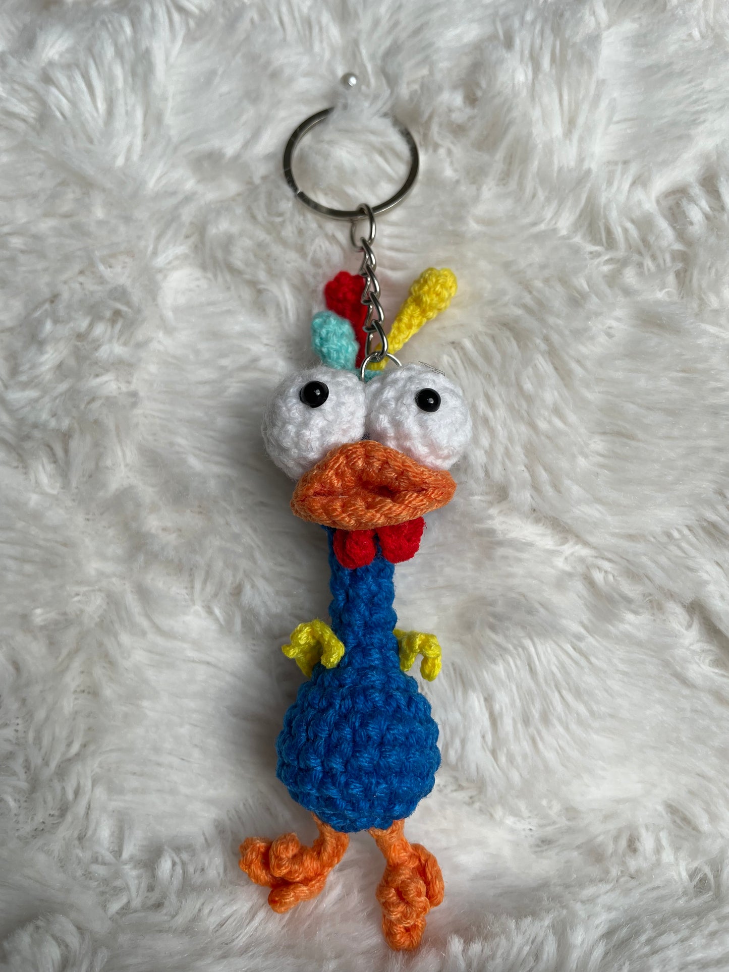 Handmade Crochet Chicken Keychain