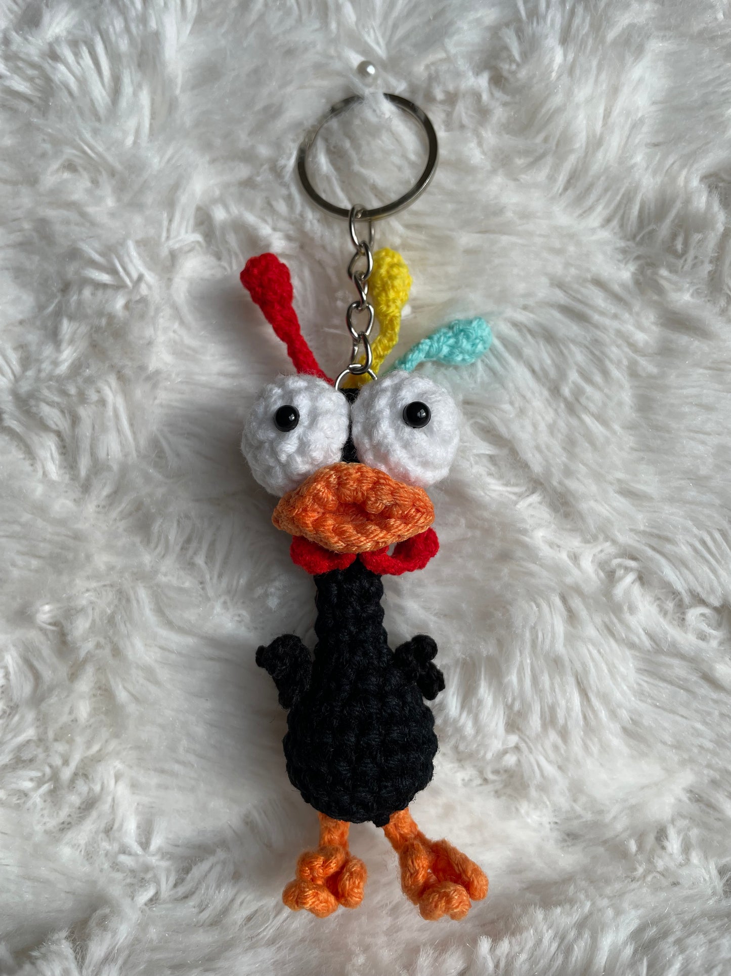 Handmade Crochet Chicken Keychain