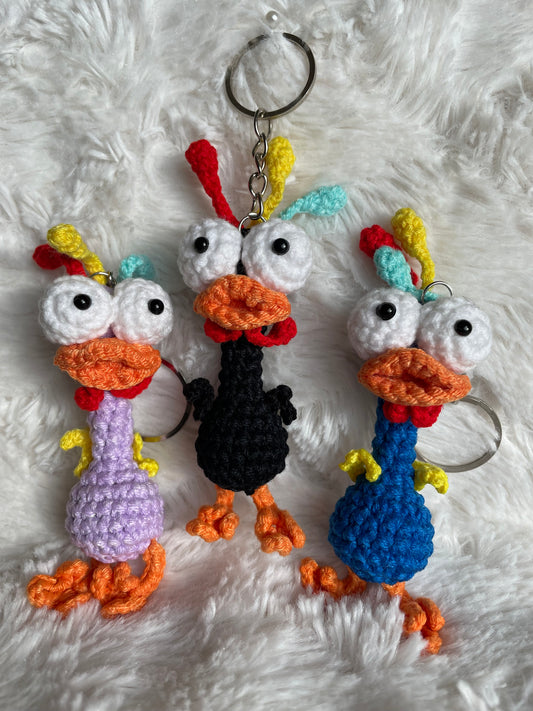Handmade Crochet Chicken Keychain