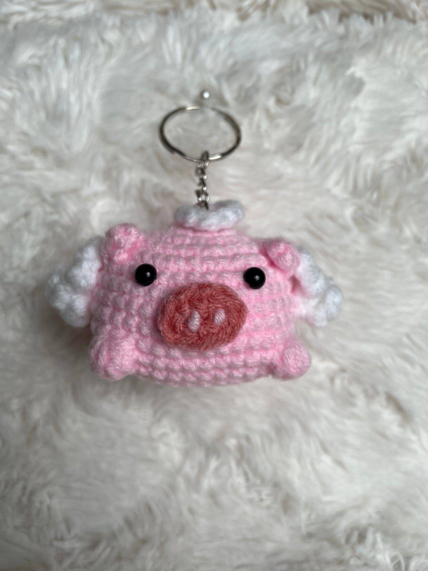 Angel Pig Crochet Keychain 🐽💕