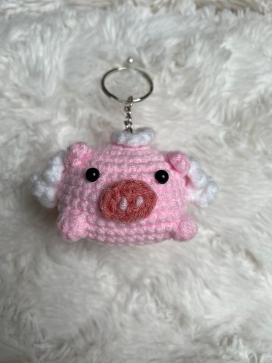 Angel Pig Crochet Keychain 🐽💕