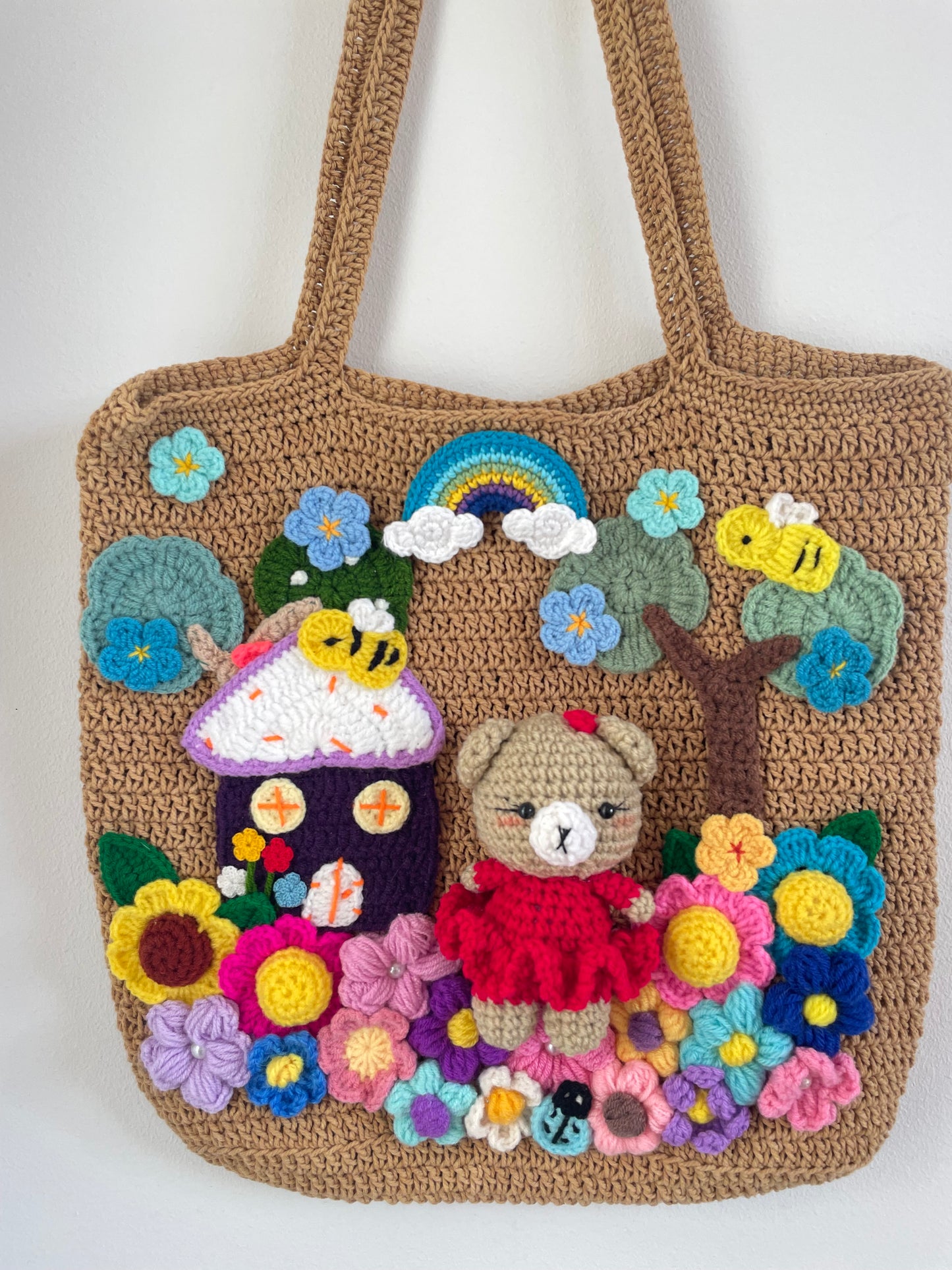 Storytelling Book Bag Collection – Handmade Crochet Fairyland Bags 🌈🐰🐻