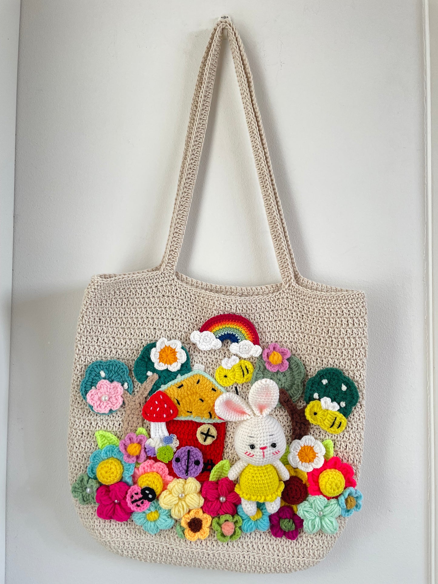Storytelling Book Bag Collection – Handmade Crochet Fairyland Bags 🌈🐰🐻