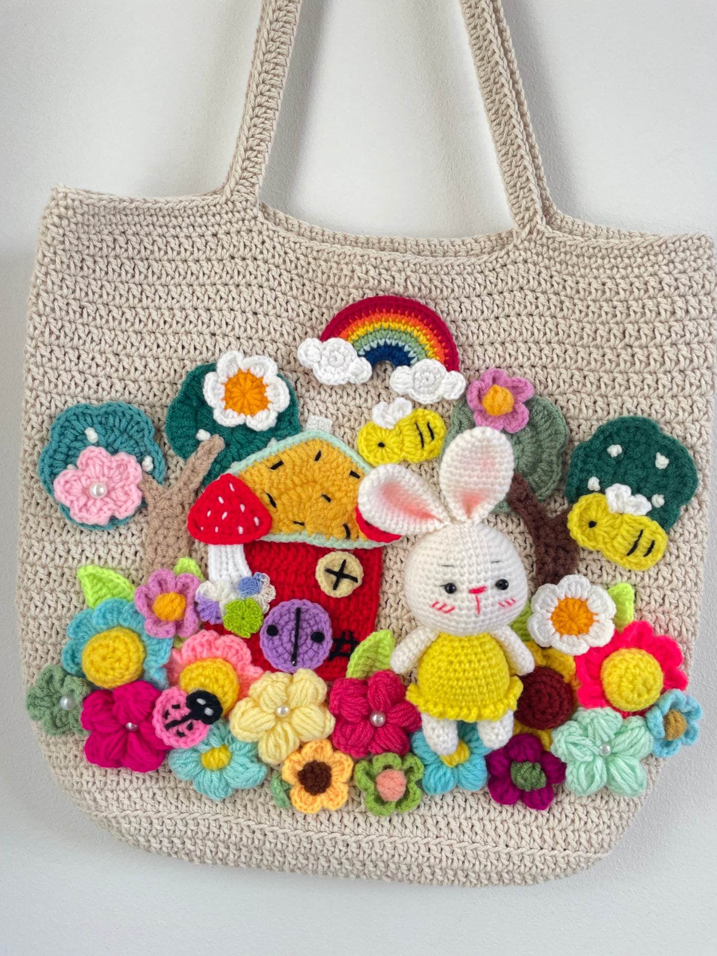 Storytelling Book Bag Collection – Handmade Crochet Fairyland Bags 🌈🐰🐻