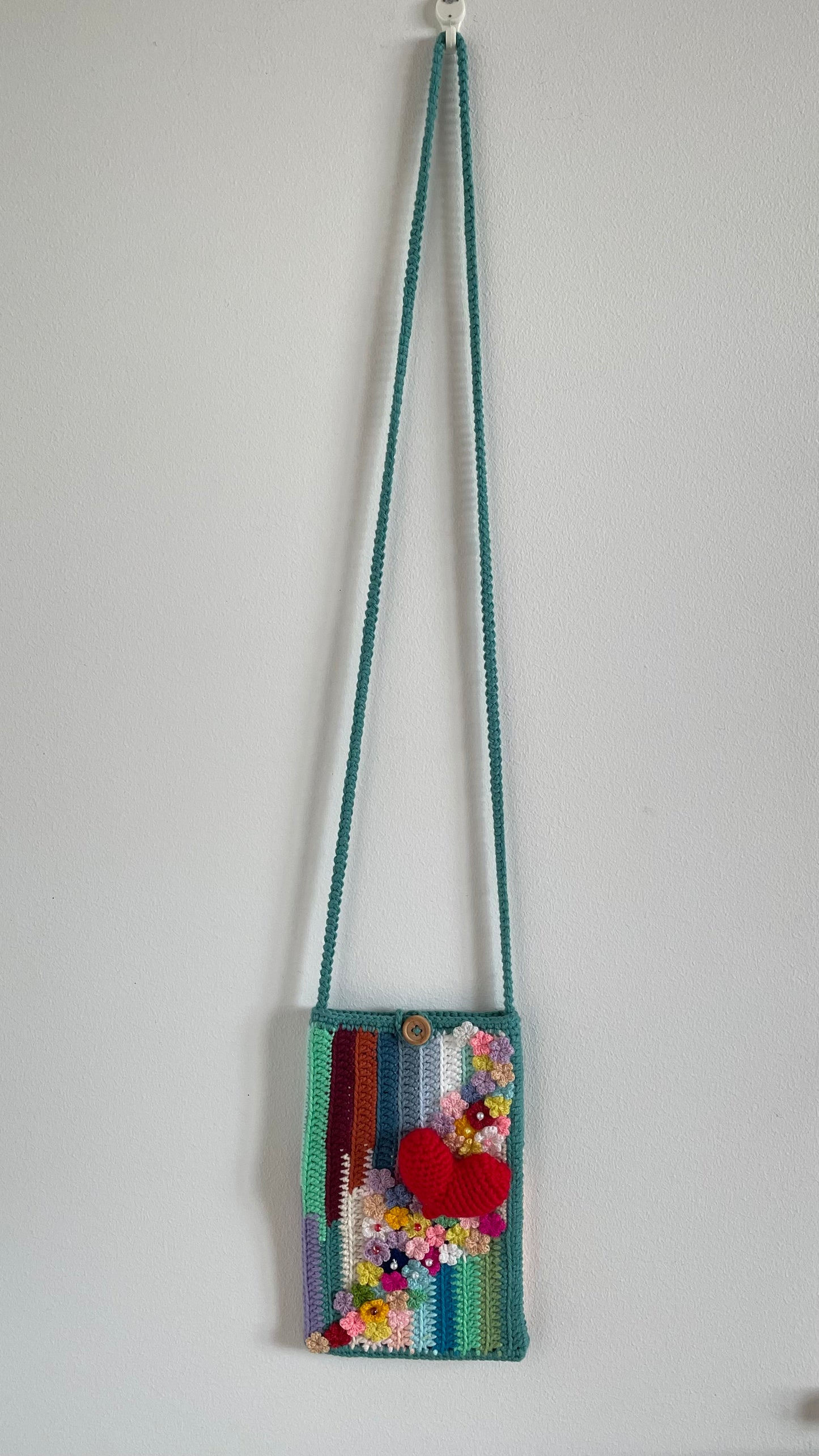 Handmade crochet phone bag