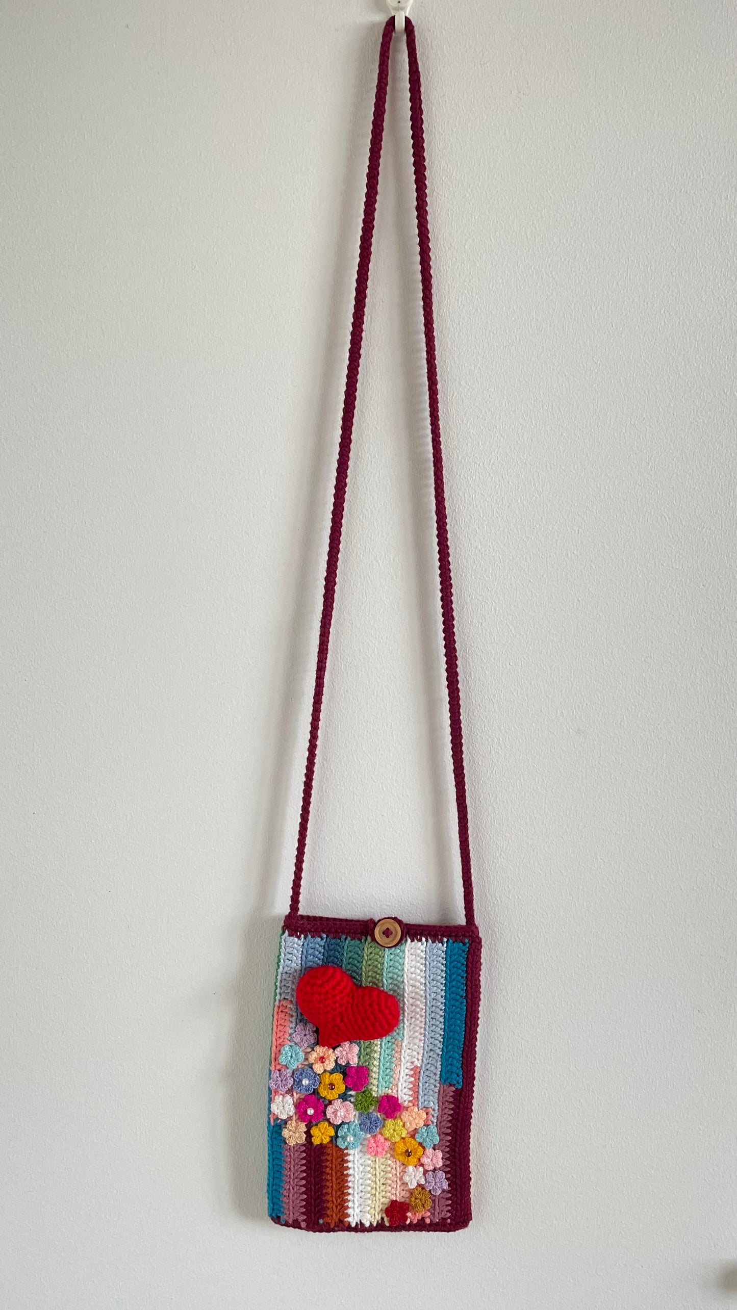 Handmade crochet phone bag