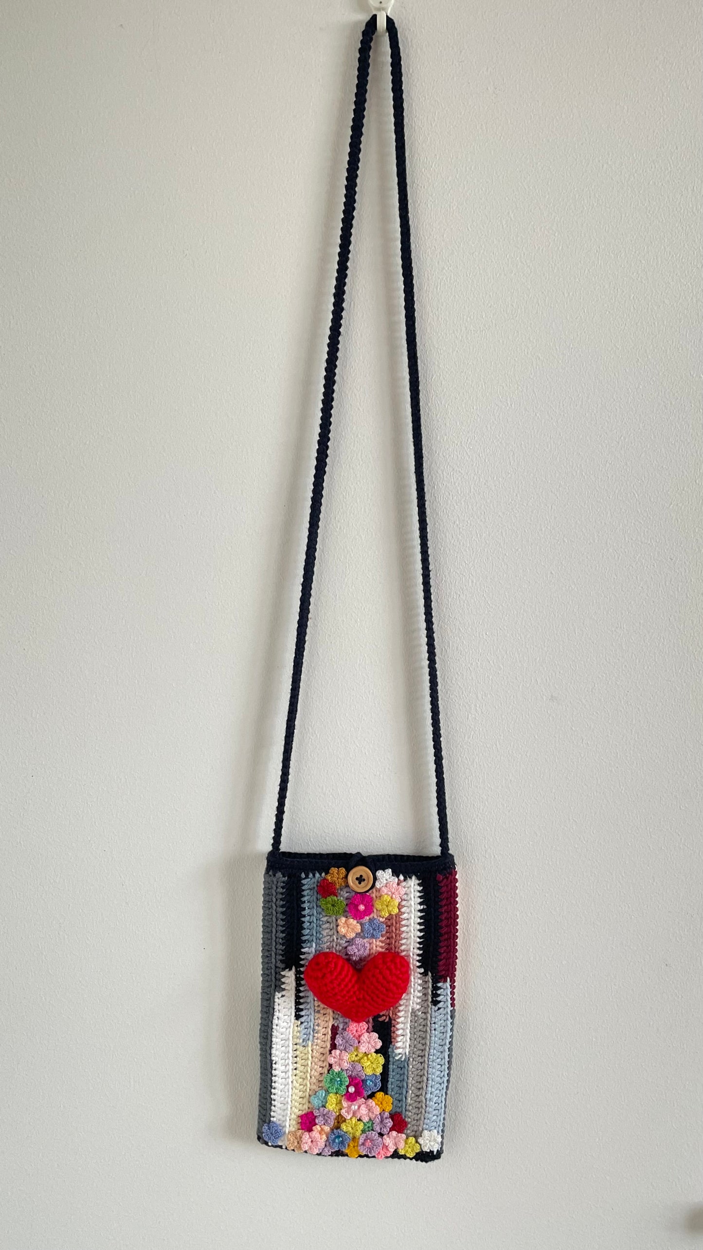 Handmade crochet phone bag