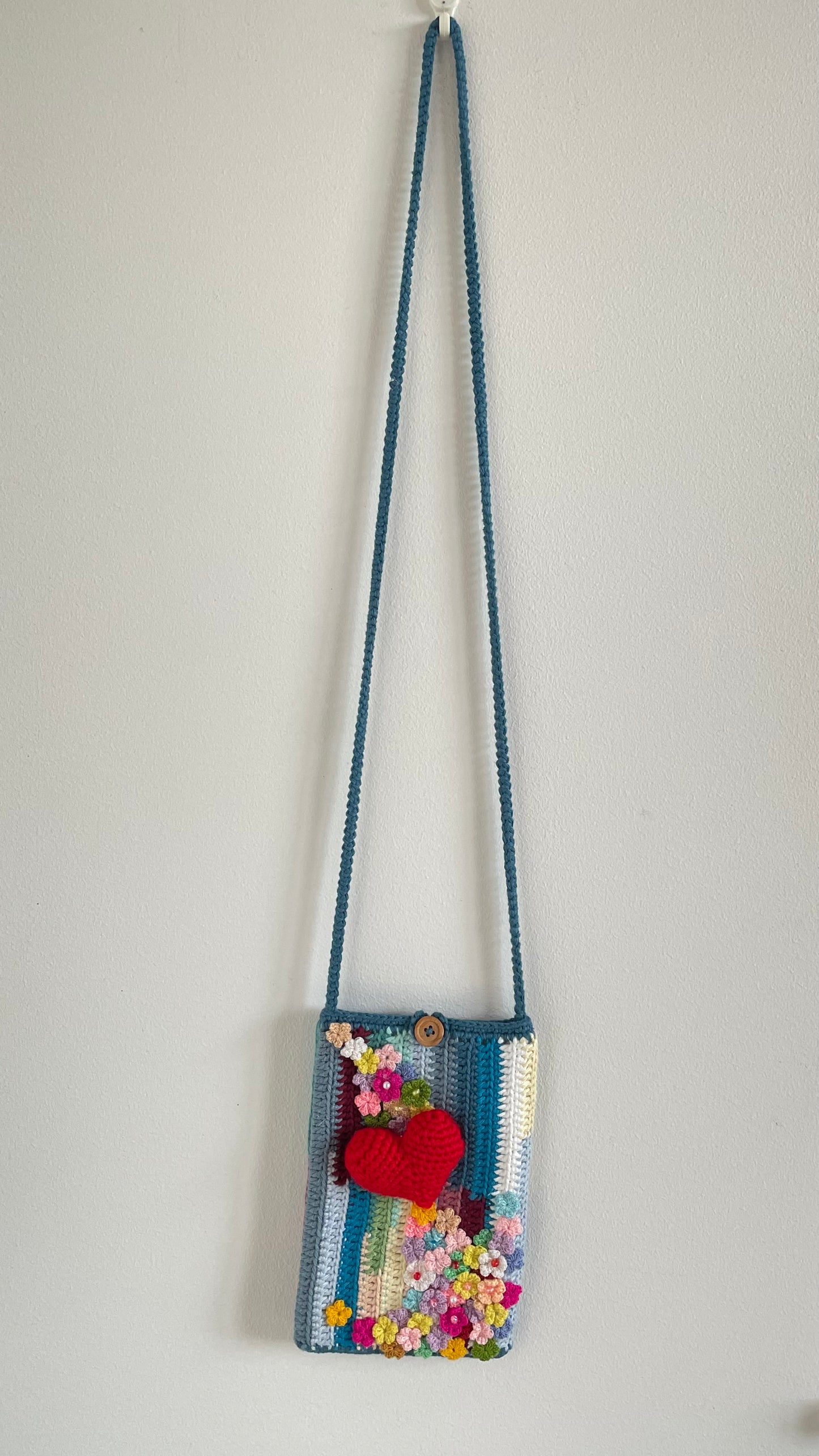 Handmade crochet phone bag