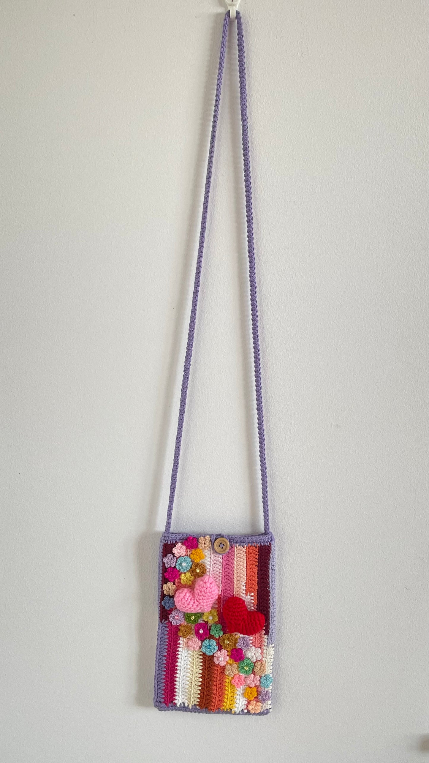 Handmade crochet phone bag
