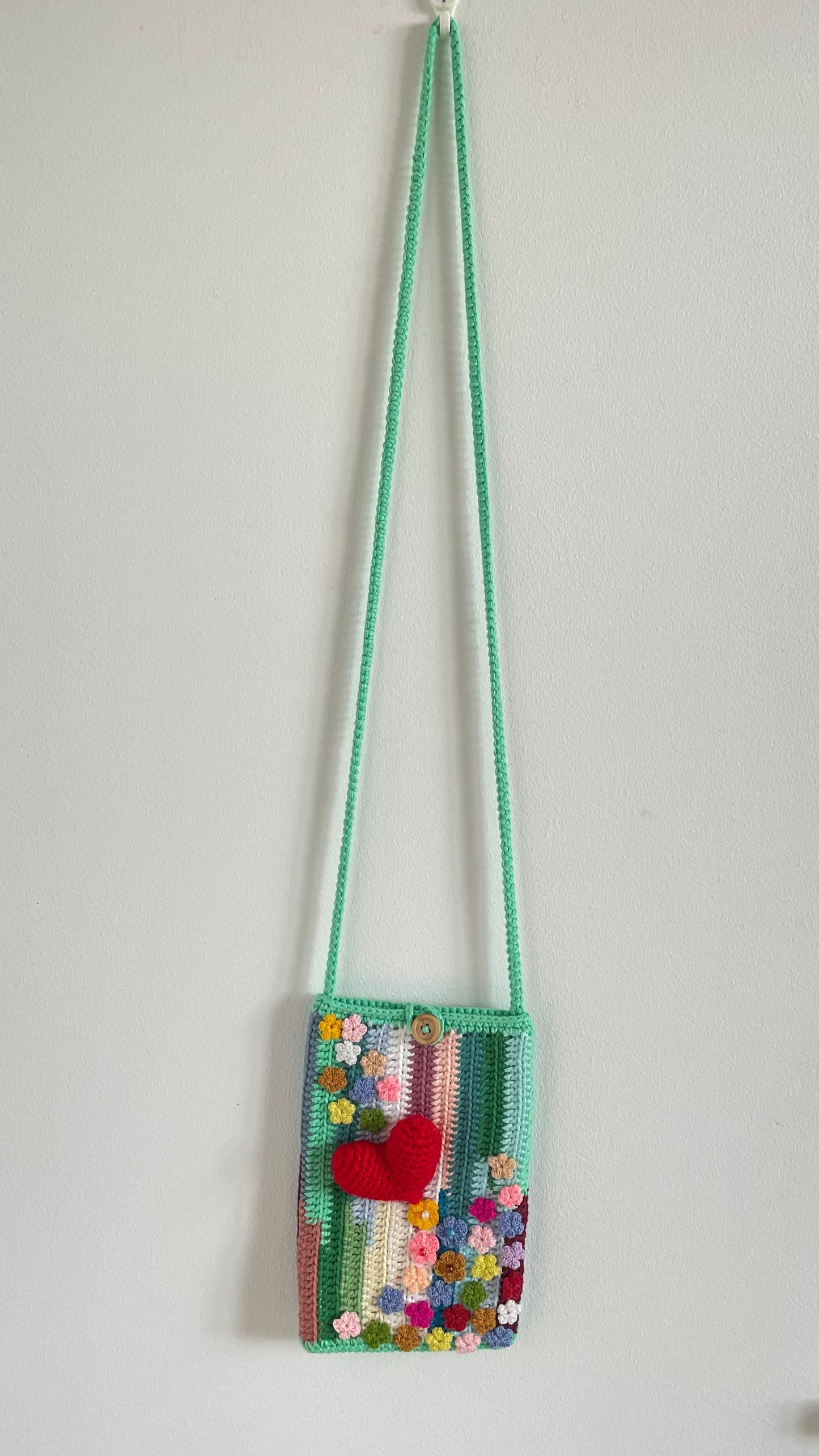 Handmade crochet phone bag