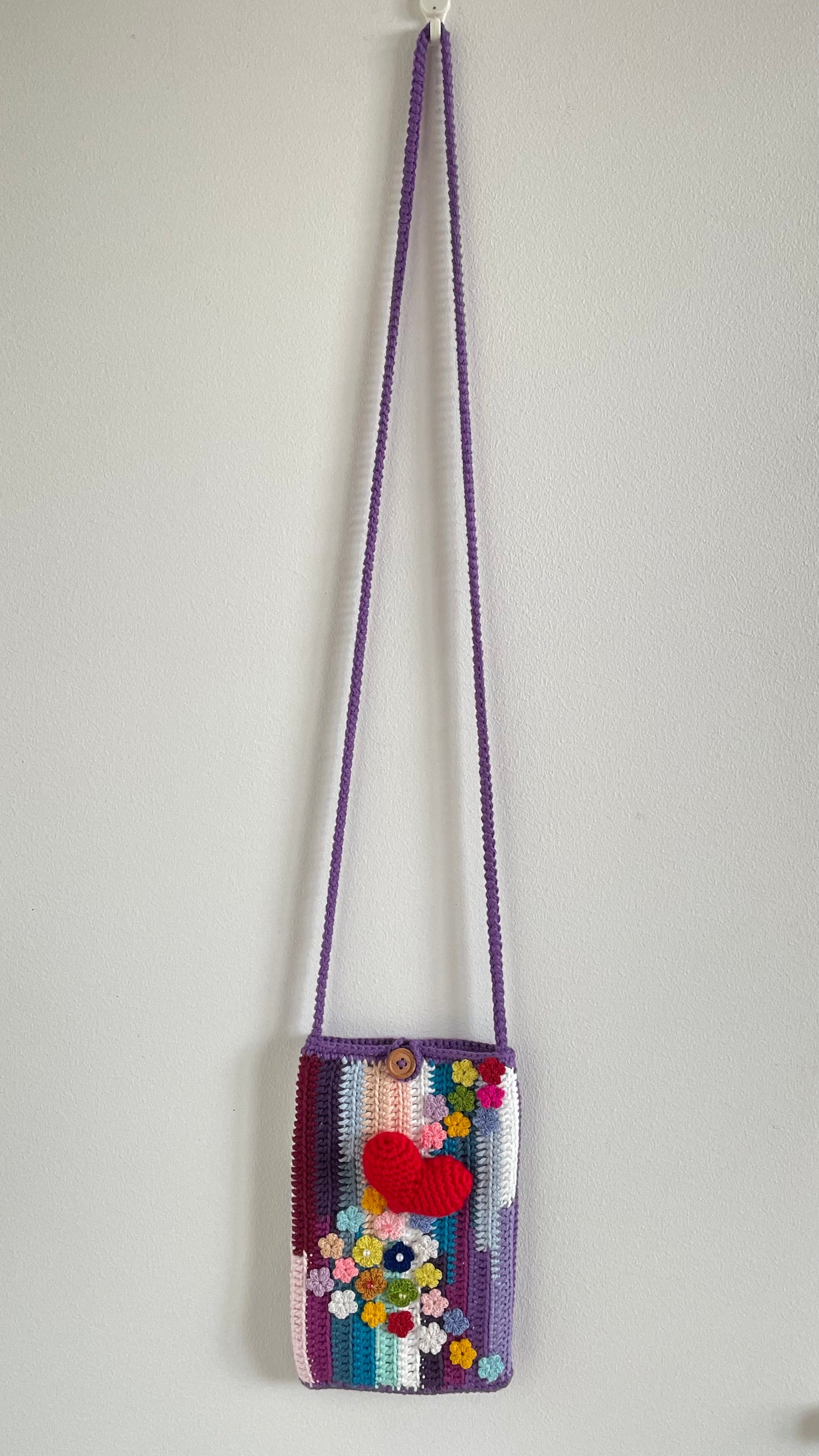 Handmade crochet phone bag