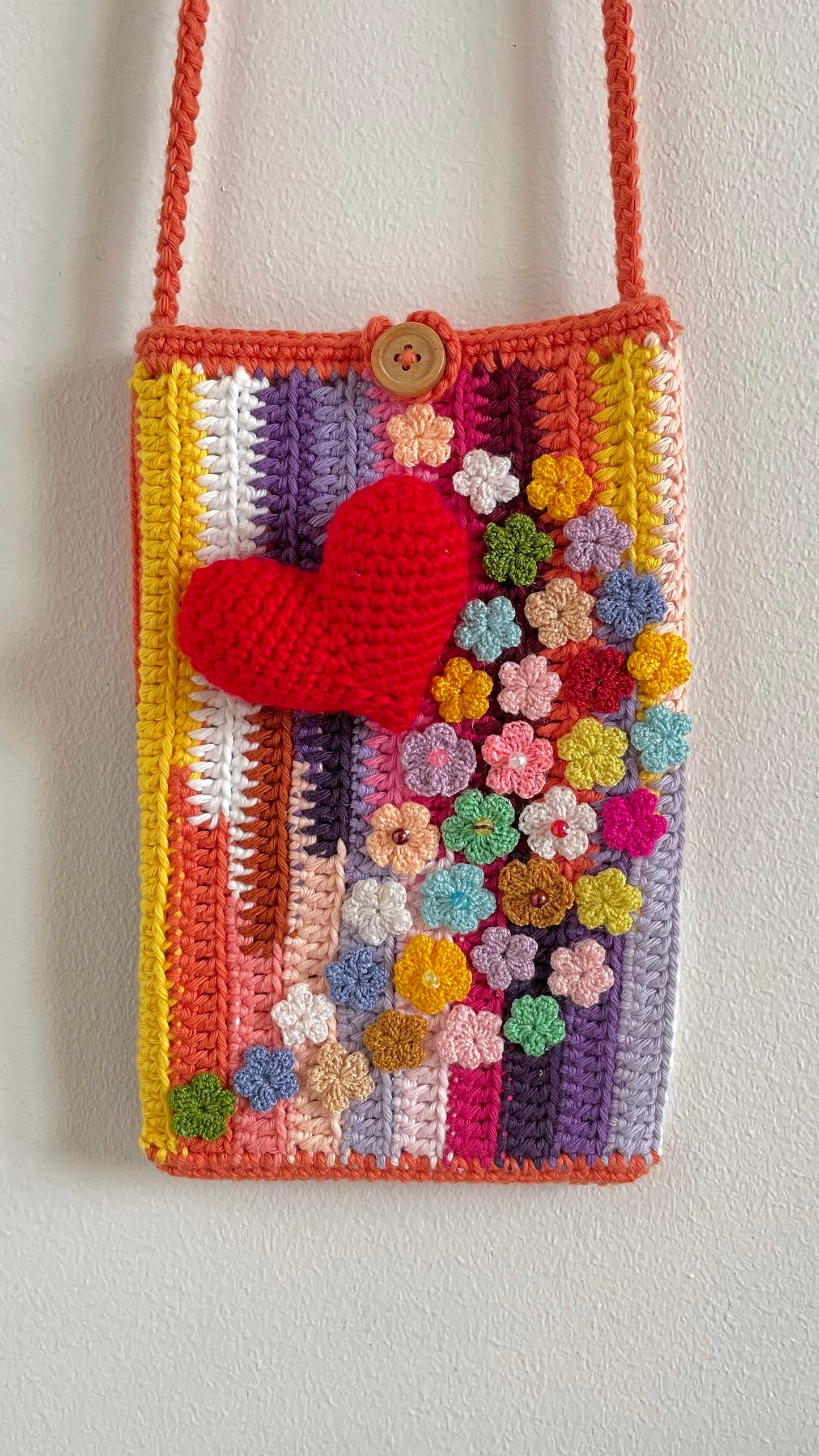 Handmade crochet phone bag
