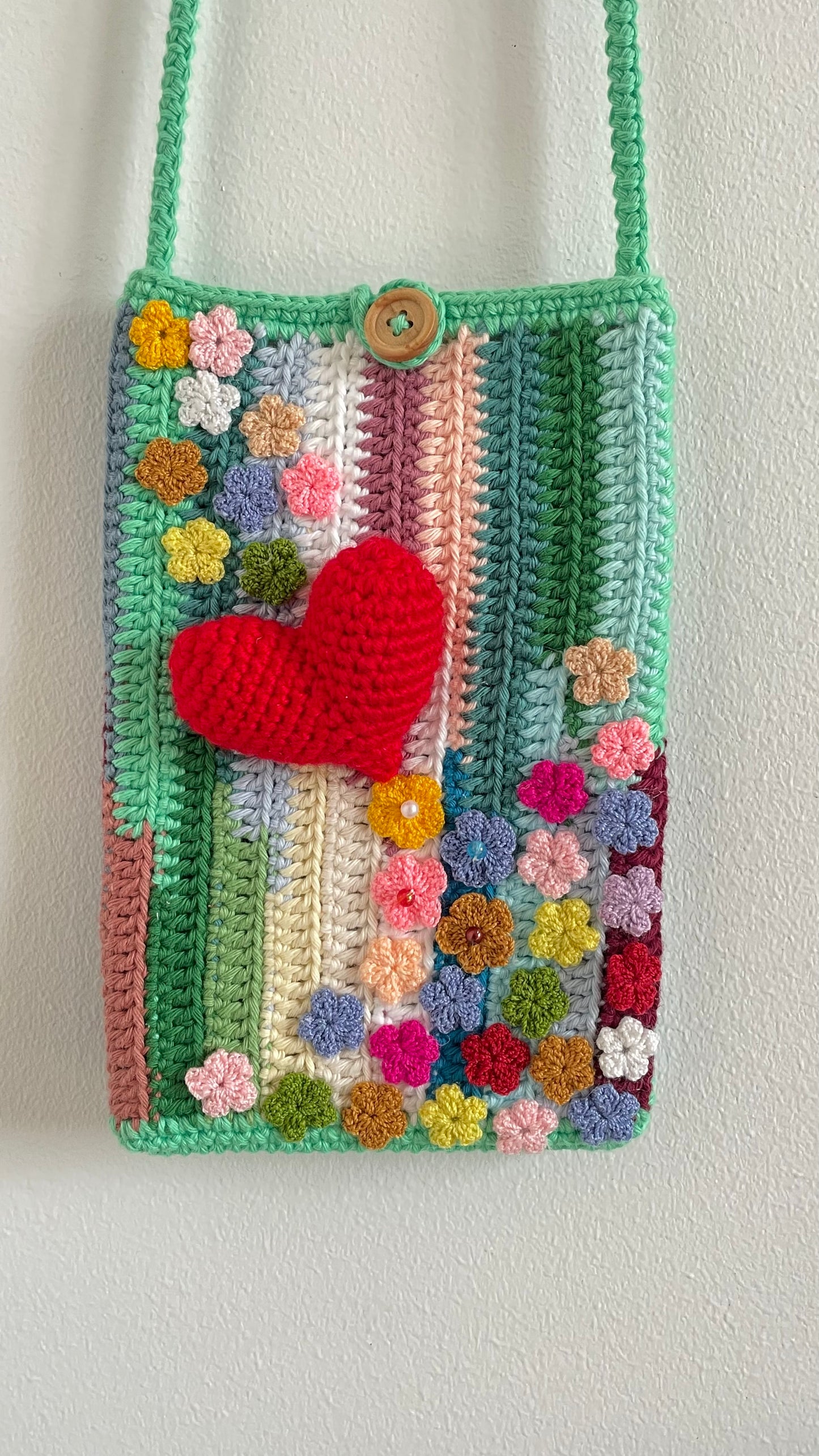 Handmade crochet phone bag