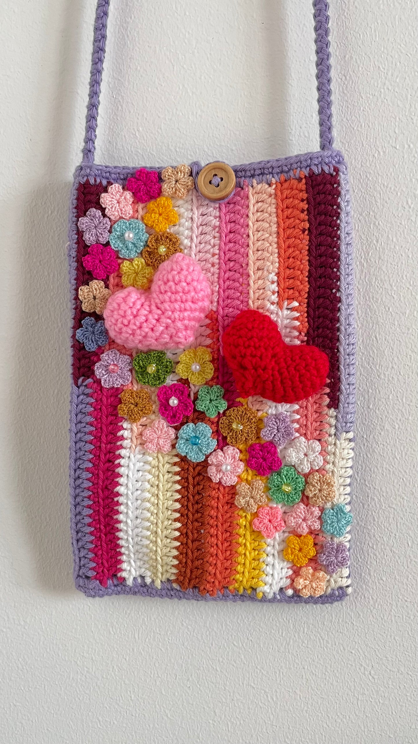 Handmade crochet phone bag