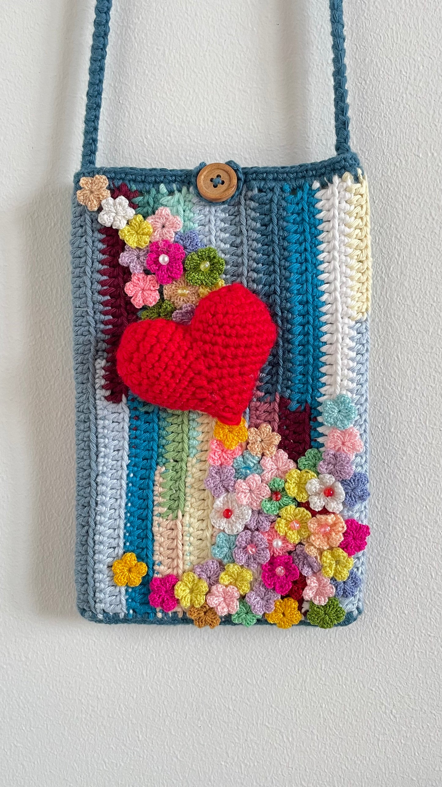 Handmade crochet phone bag