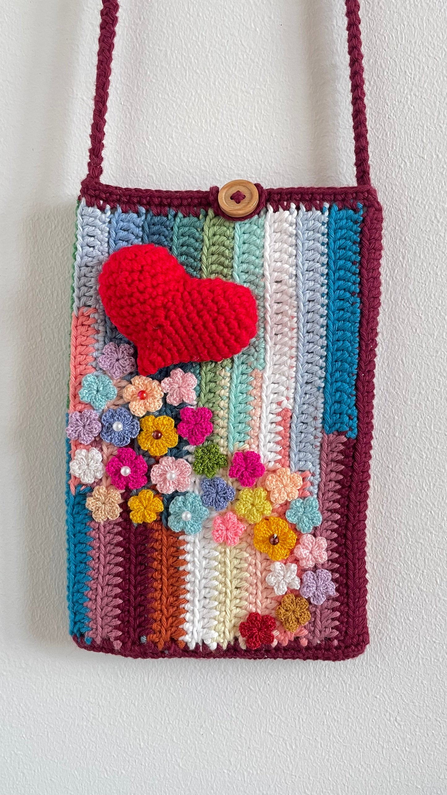 Handmade crochet phone bag