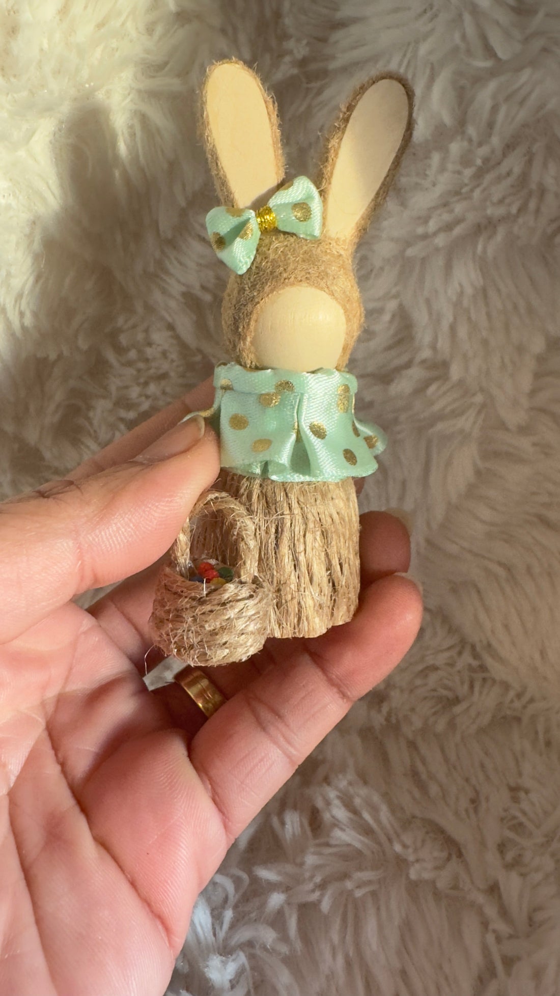 Easter Bunny's Joy: Handmade Rabbit Figure for Festive Home Decor & Gifts