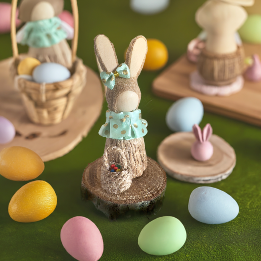 Easter Bunny's Joy: Handmade Rabbit Figure for Festive Home Decor & Gifts